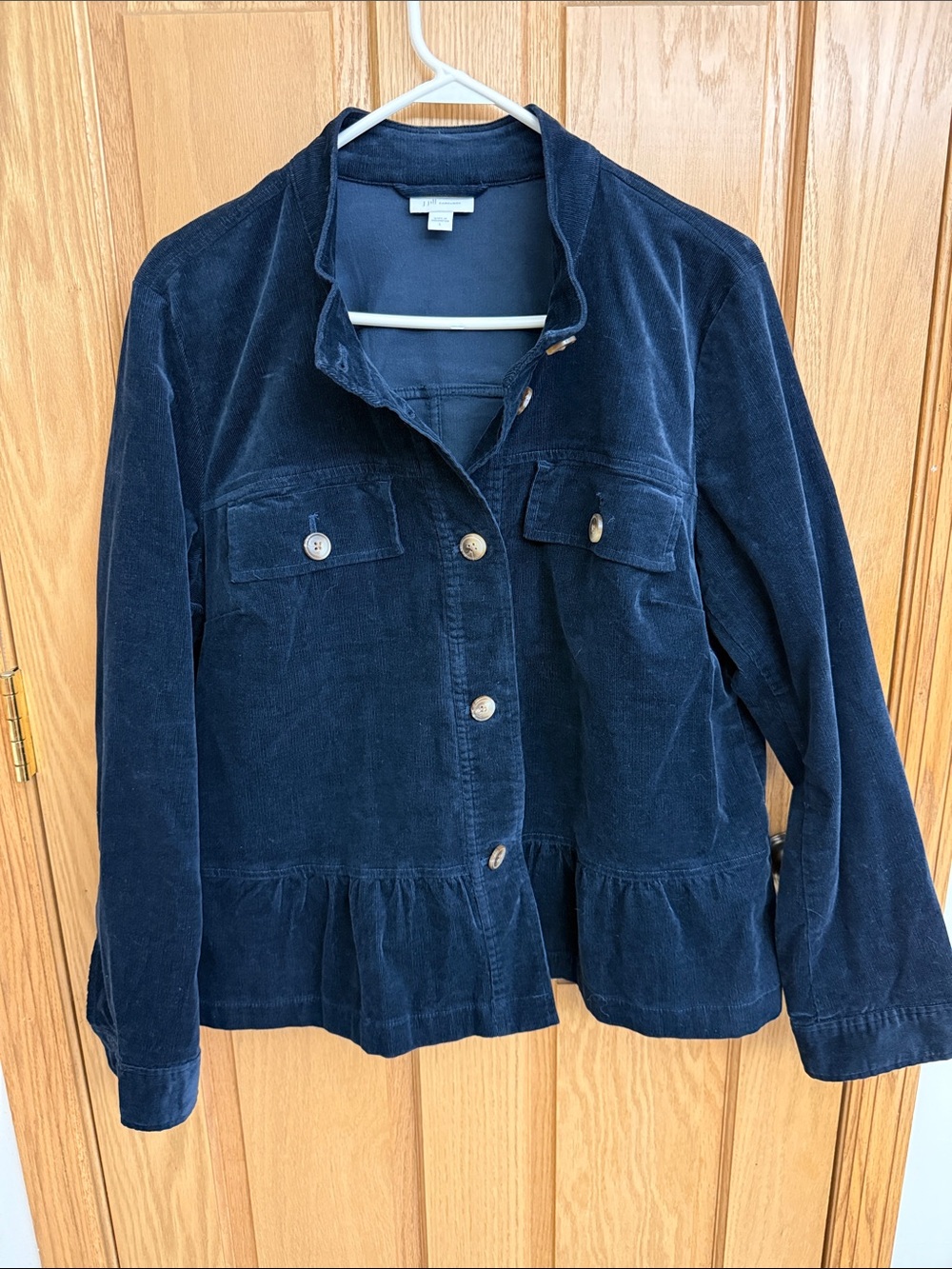 J. Jill Navy Corduroy Peplum Jacket